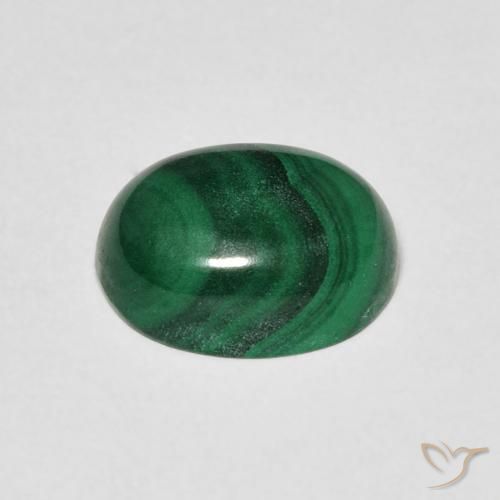 Malaquita Verde medio natural de 3.92 ct, Ovalada, Opaco