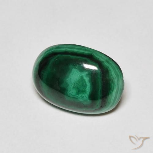 Malaquita Verde oscuro natural de 3.01 ct, Ovalada, Opaco
