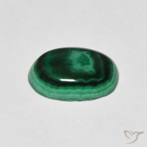 Malaquita Verde oscuro natural de 3.01 ct, Ovalada, Opaco