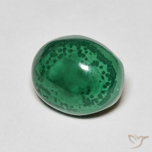 Malaquita Verde medio natural de 6.61 ct, Ovalada, Opaco