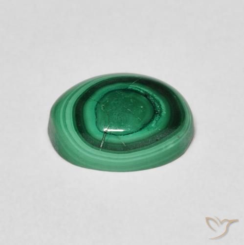 Malaquita Verde oscuro natural de 3.36 ct, Ovalada, Opaco
