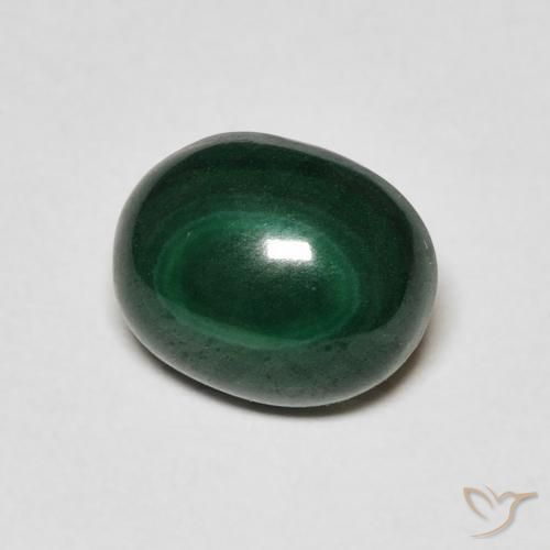 Malaquita Verde oscuro natural de 3.00 ct, Ovalada, Opaco