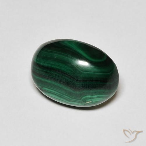 Malaquita Verde oscuro natural de 5.27 ct, Ovalada, Opaco