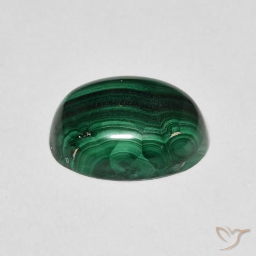 Malaquita Verde oscuro natural de 5.27 ct, Ovalada, Opaco
