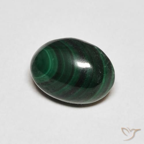 Malaquita Verde oscuro natural de 2.90 ct, Ovalada, Opaco