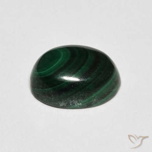 Malaquita Verde oscuro natural de 2.90 ct, Ovalada, Opaco