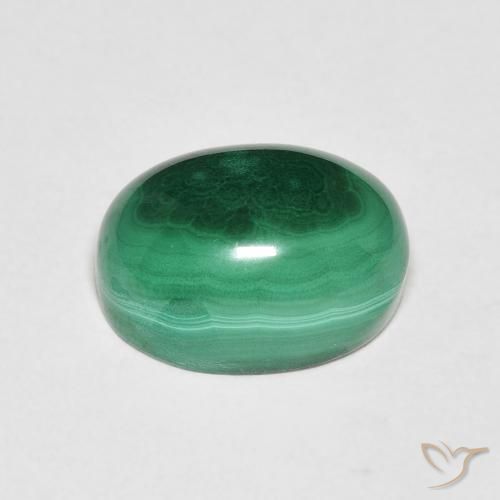 Malaquita Verde medio natural de 6.20 ct, Ovalada, Opaco