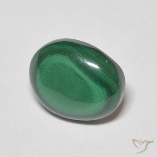 Malaquita Verde medio natural de 3.08 ct, Ovalada, Opaco