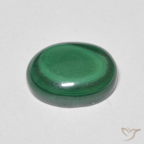 Malaquita Verde medio natural de 3.08 ct, Ovalada, Opaco