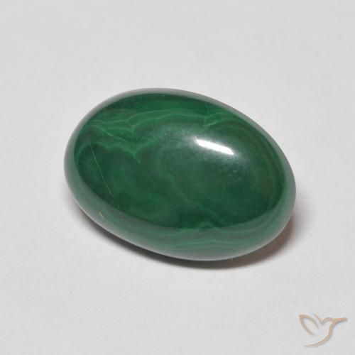 Malaquita Verde medio natural de 6.57 ct, Ovalada, Opaco