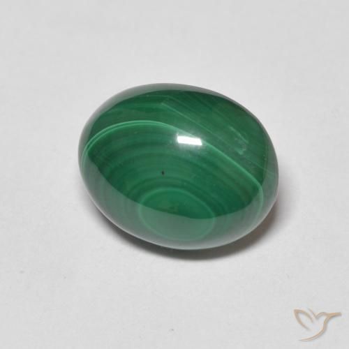 Malaquita Verde medio natural de 4.39 ct, Ovalada, Opaco