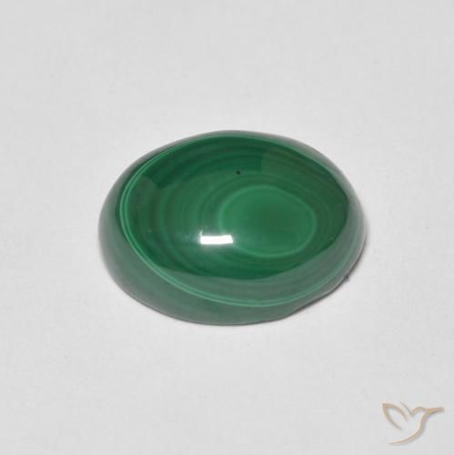 Malaquita Verde medio natural de 4.39 ct, Ovalada, Opaco
