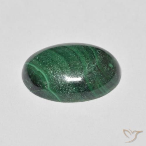 Malaquita Verde medio natural de 5.64 ct, Ovalada, Opaco