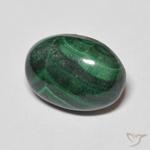 Malaquita Verde pino natural de 8.86 ct, Ovalada, Opaco