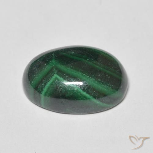 Malaquita Verde pino natural de 8.86 ct, Ovalada, Opaco