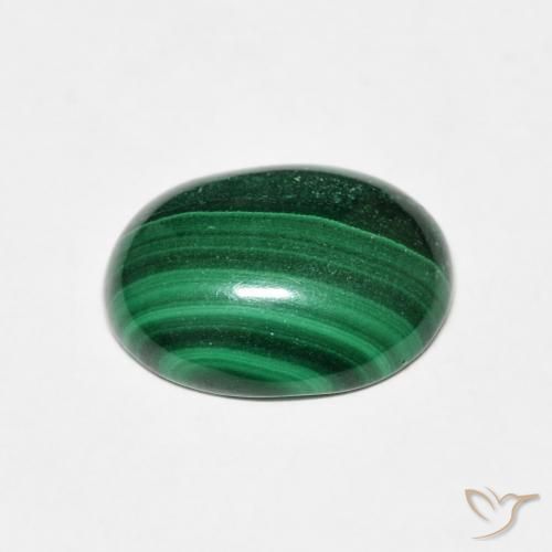 Malaquita Verde medio natural de 4.79 ct, Ovalada, Opaco