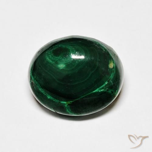 Malaquita Verde oscuro natural de 6.97 ct, Corte Óvalo, Opaco