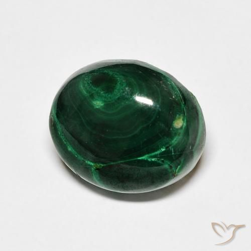 Malaquita Verde oscuro natural de 6.97 ct, Corte Óvalo, Opaco