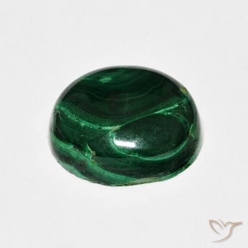 Malaquita Verde oscuro natural de 6.97 ct, Corte Óvalo, Opaco