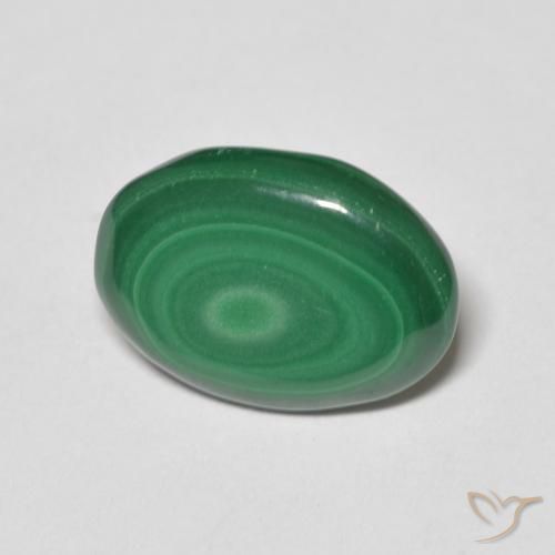 Malaquita Verde medio natural de 4.84 ct, Ovalada, Opaco