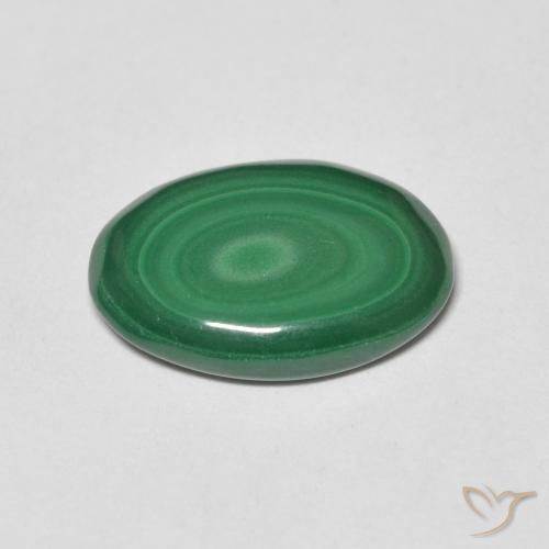 Malaquita Verde medio natural de 4.84 ct, Ovalada, Opaco