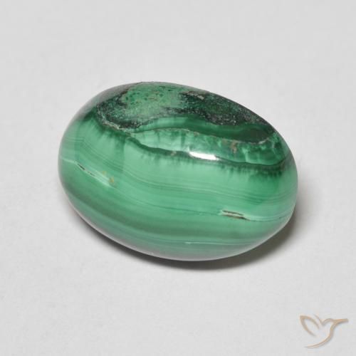 Malaquita Verde medio natural de 7.31 ct, Ovalada, Opaco