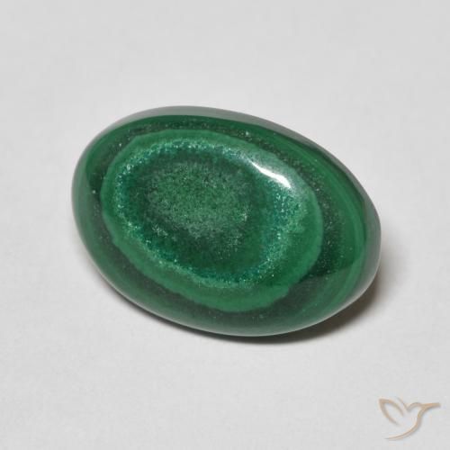 Malaquita Verde medio natural de 6.22 ct, Ovalada, Opaco