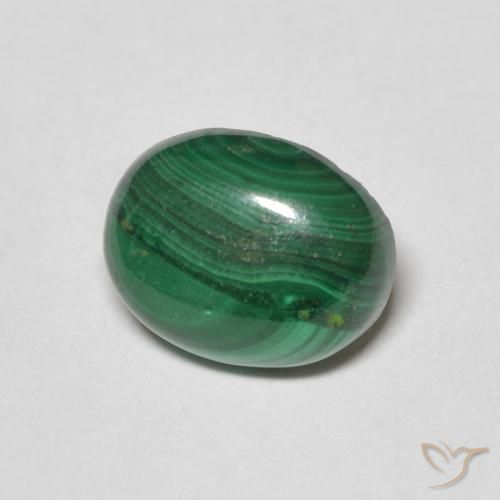 Malaquita Verde medio natural de 3.17 ct, Ovalada, Opaco