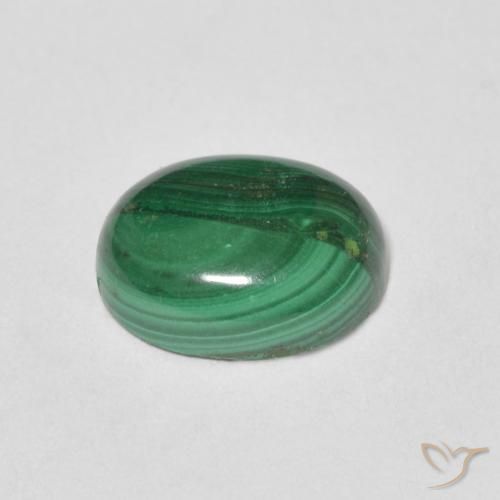 Malaquita Verde medio natural de 3.17 ct, Ovalada, Opaco