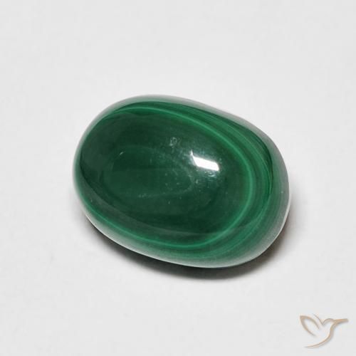 Malaquita Verde oscuro natural de 4.25 ct, Ovalada, Opaco