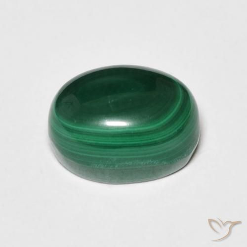 Malaquita Verde oscuro natural de 4.25 ct, Ovalada, Opaco