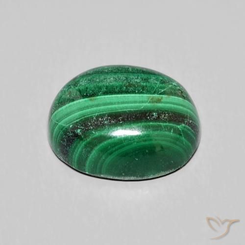 Malaquita Verde natural de 6.90 ct, Ovalada, Opaco