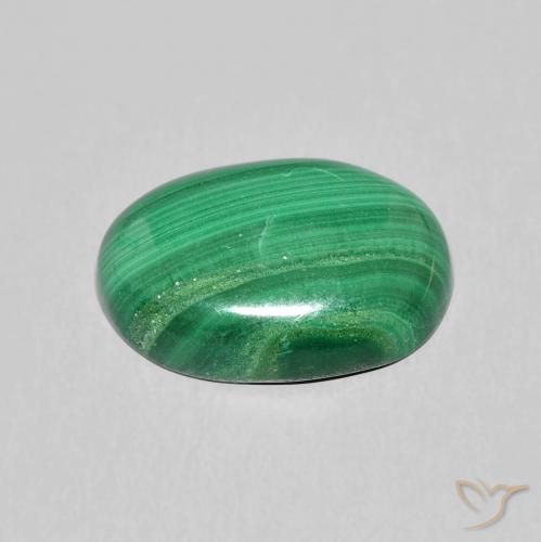 Malaquita Verde natural de 5.57 ct, Ovalada, Opaco