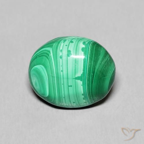 Malaquita Verde natural de 5.90 ct, Corte Óvalo, Opaco