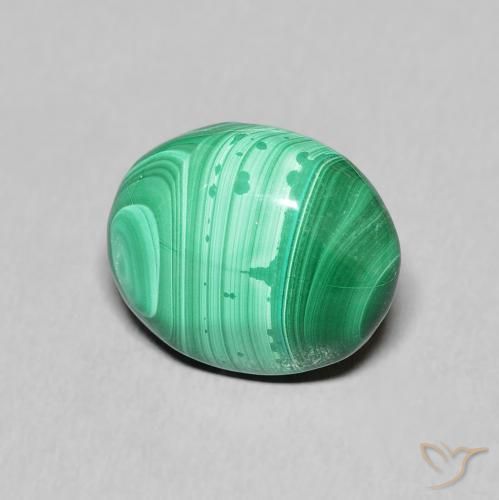 Malaquita Verde natural de 5.90 ct, Corte Óvalo, Opaco