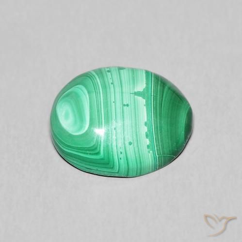 Malaquita Verde natural de 5.90 ct, Corte Óvalo, Opaco