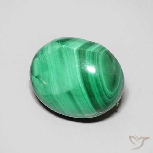 Malaquita Verde medio natural de 6.68 ct, Ovalada, Opaco