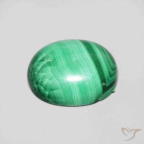 Malaquita Verde medio natural de 6.68 ct, Ovalada, Opaco