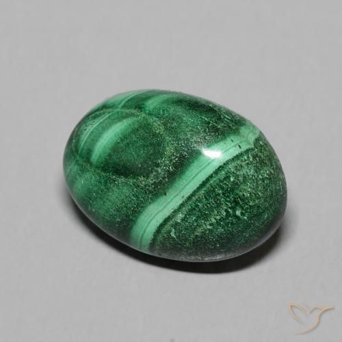 Malaquita Verde medio natural de 6.88 ct, Ovalada, Opaco