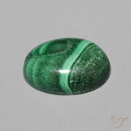Malaquita Verde medio natural de 6.88 ct, Ovalada, Opaco