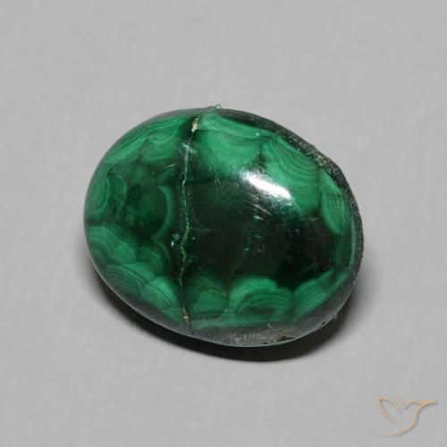 Malaquita Verde medio natural de 4.46 ct, Ovalada, Opaco