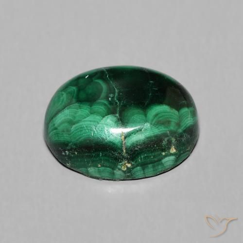 Malaquita Verde medio natural de 4.46 ct, Ovalada, Opaco
