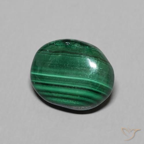 Malaquita Verde natural de 2.95 ct, Ovalada, Opaco