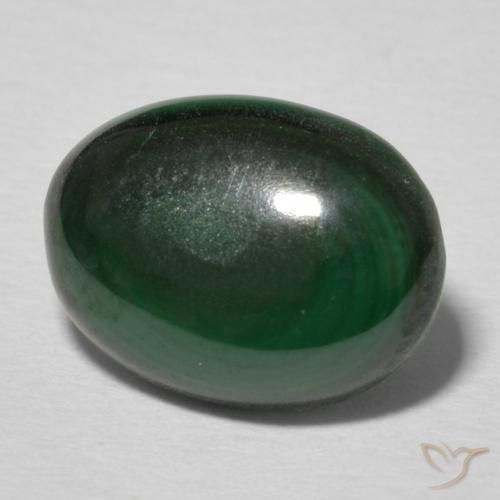 Malaquita Verde multicolor natural de 3.51 ct, Ovalada, Opaco