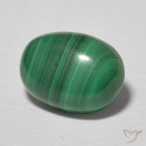 Malaquita Verde medio natural de 3.55 ct, Ovalada, Opaco