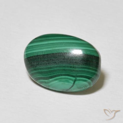 Malaquita Verde oscuro natural de 3.85 ct, Ovalada, Opaco