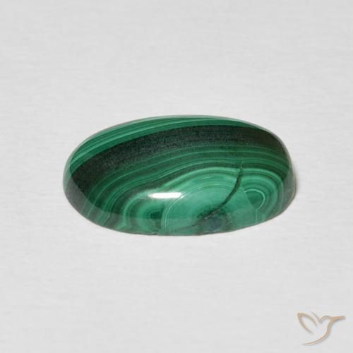 Malaquita Verde oscuro natural de 3.85 ct, Ovalada, Opaco
