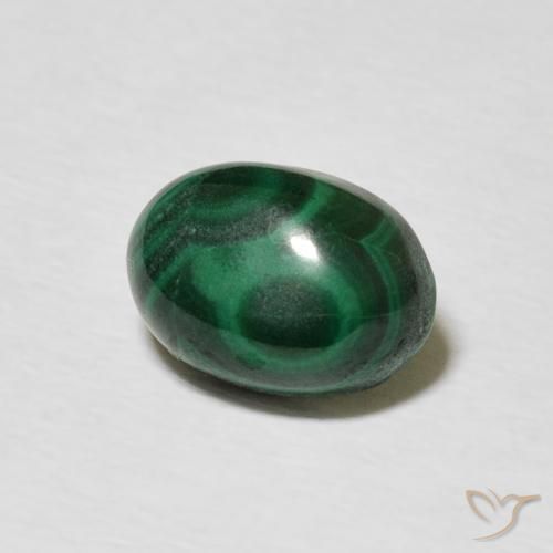 Malaquita Verde oscuro natural de 2.60 ct, Ovalada, Opaco