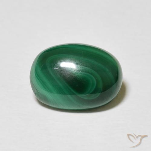 3.34ct Natural Verde medio Malaquita, Ovalada, Opaco