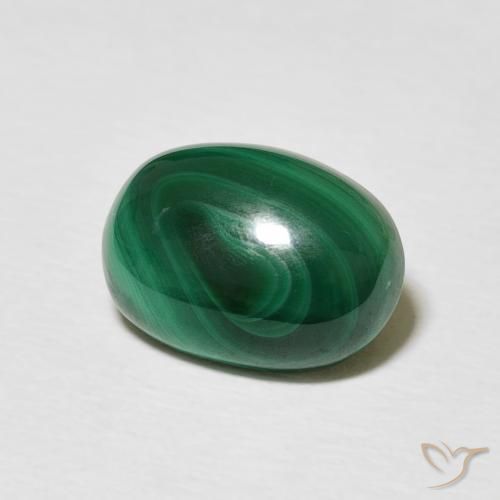 Malaquita Verde medio natural de 3.34 ct, Ovalada, Opaco